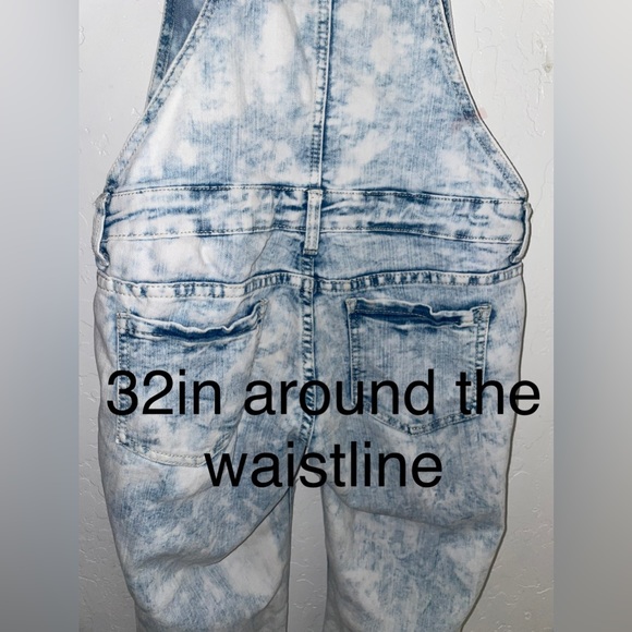 Bleached looking overalls. Coveralls. Bibs. Romper. White and blue. Rue 21 - Picture 7 of 11